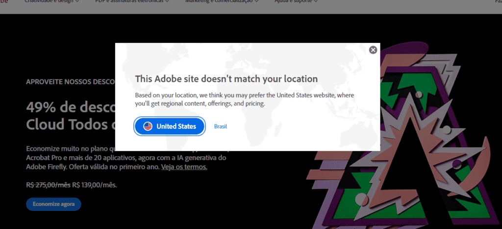 Mensaje de ubiación adobe